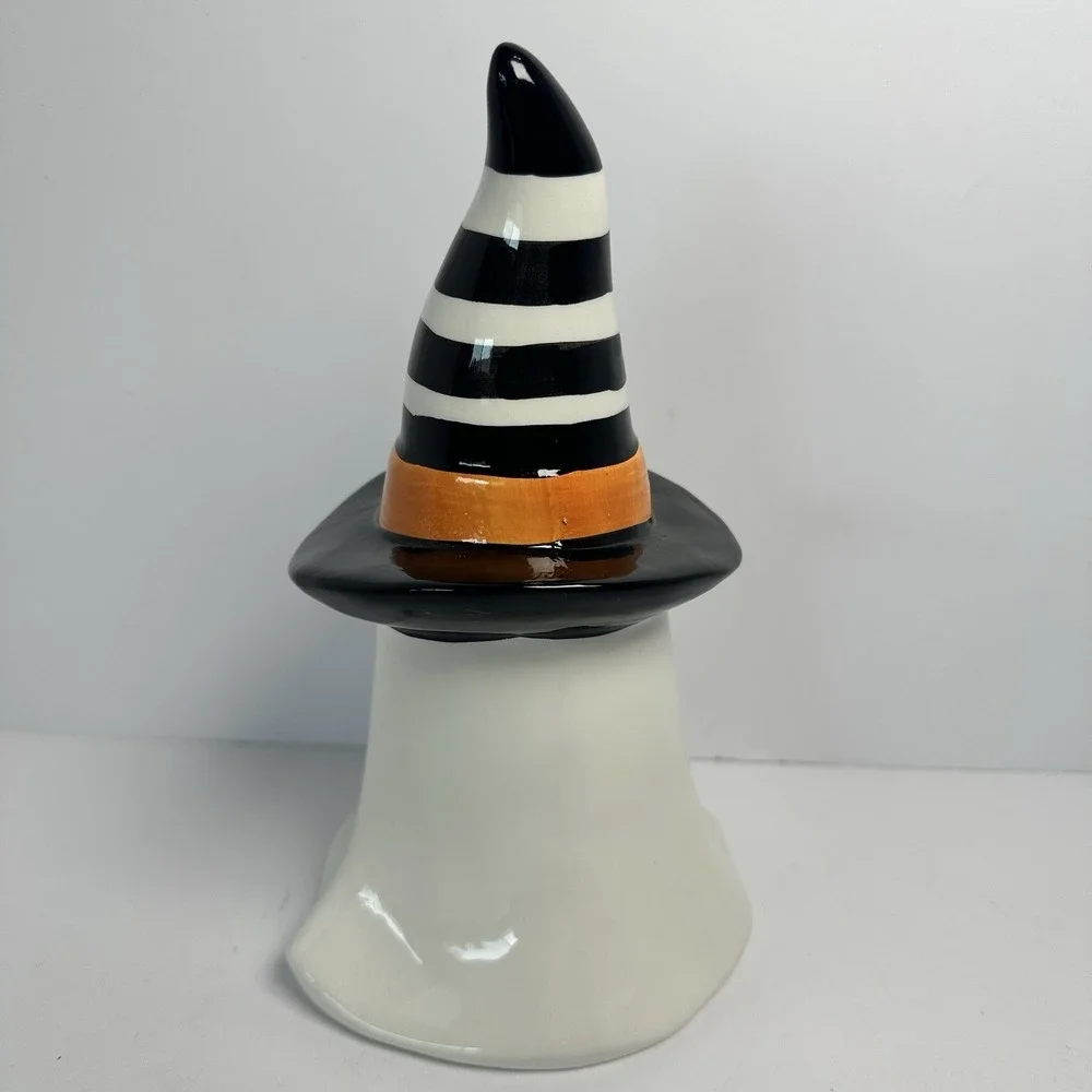 Ceramic Ghost Halloween Tabletop Decor Witch Hat Pumpkin Fall Spooky Figurine